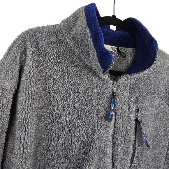 LL Bean Vintage Sherpa Fleece Jacket Women's Gray Blue Full Zip Made in USA D442 - Picture 5 of 7
